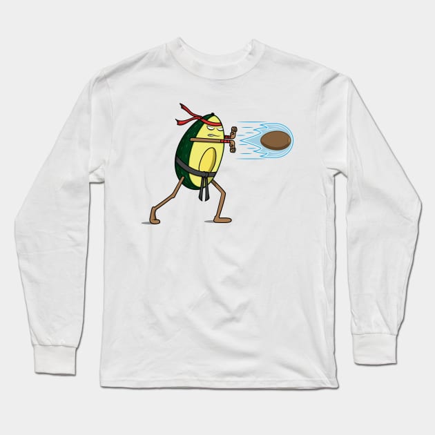 Avocado Street Fighter Fireball Long Sleeve T-Shirt by Wasabi Snake